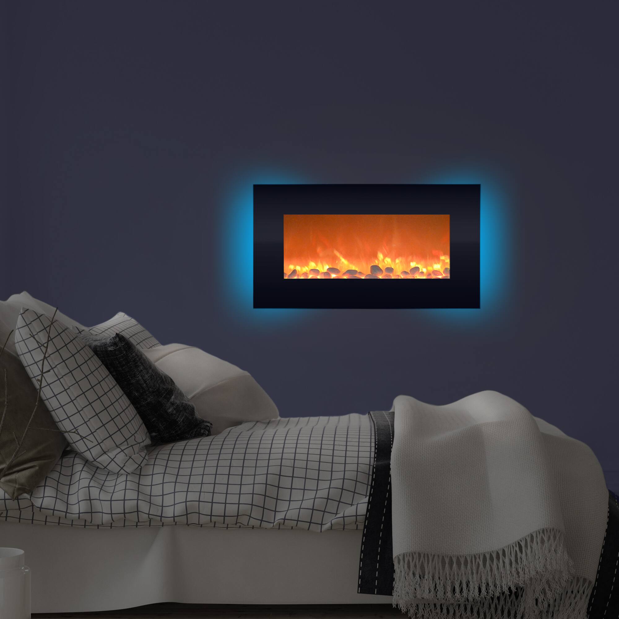 Hastings Home 31" Black LED Backlit Fireplace